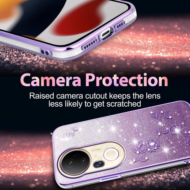 For vivo S20 Pro Gradient Glitter Flower All-inclusive Phone Case