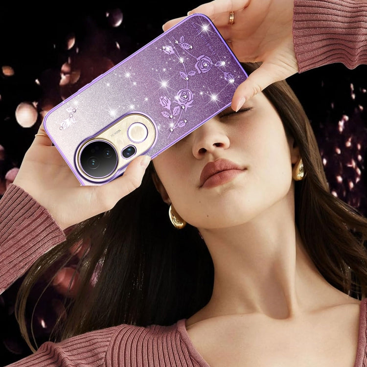 For vivo S20 Pro Gradient Glitter Flower All-inclusive Phone Case