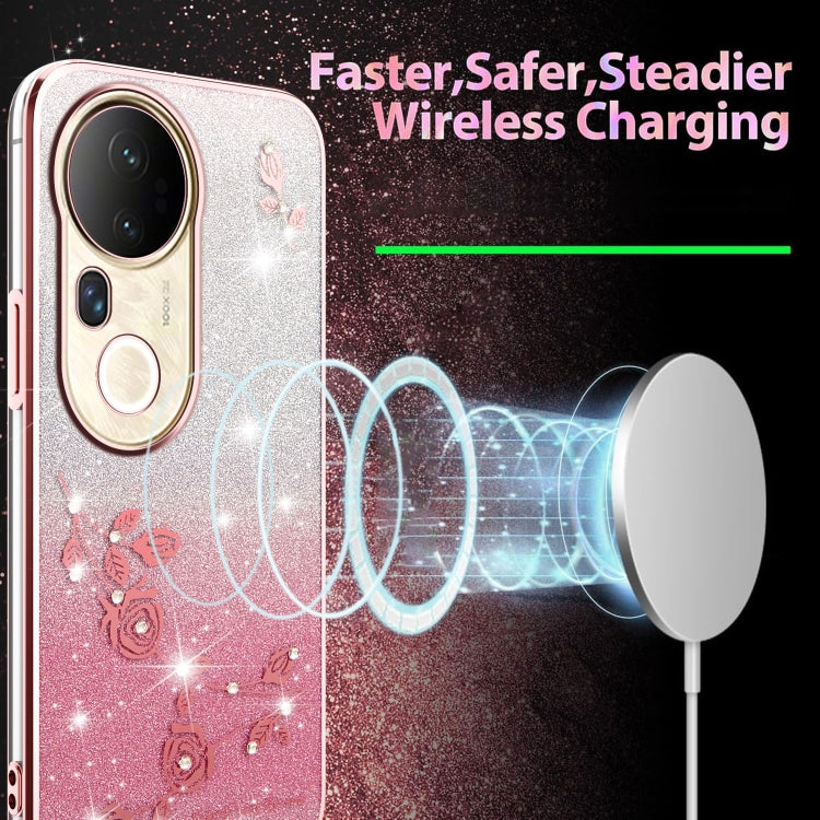 For vivo S20 Pro Gradient Glitter Flower All-inclusive Phone Case