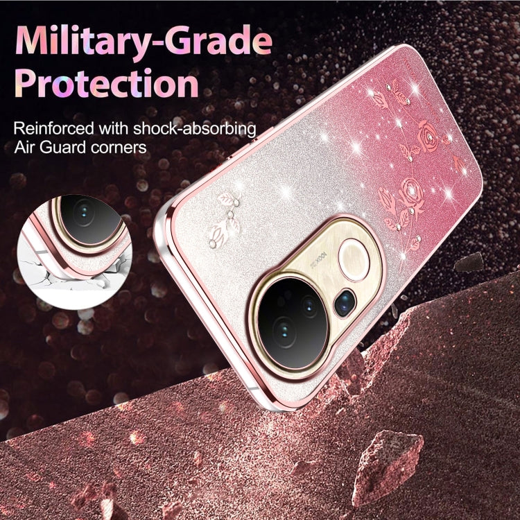 For vivo S20 Pro Gradient Glitter Flower All-inclusive Phone Case