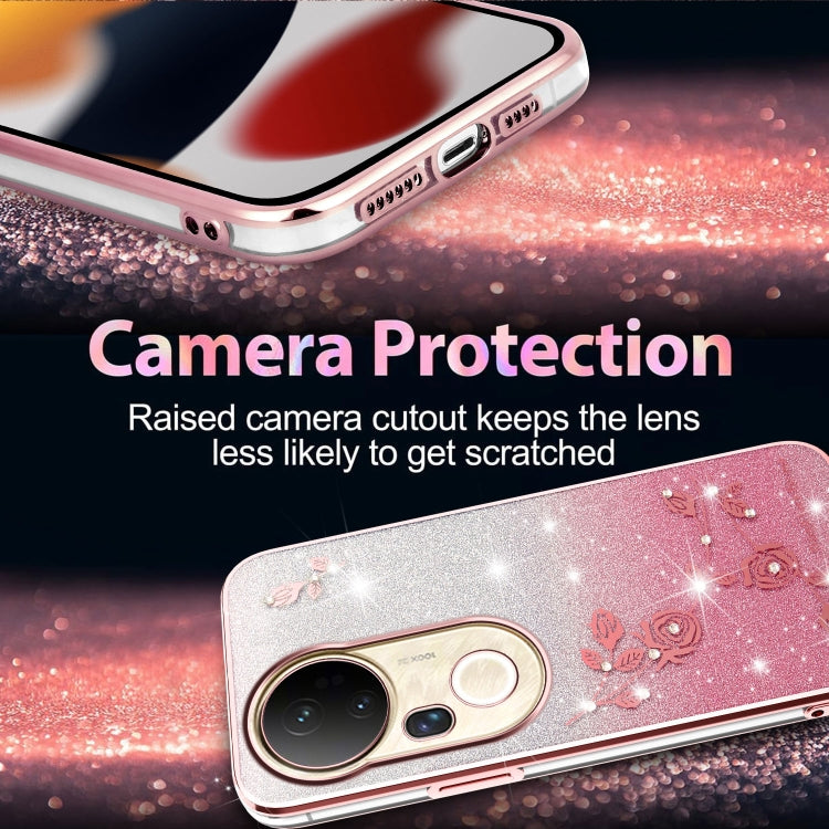 For vivo S20 Pro Gradient Glitter Flower All-inclusive Phone Case