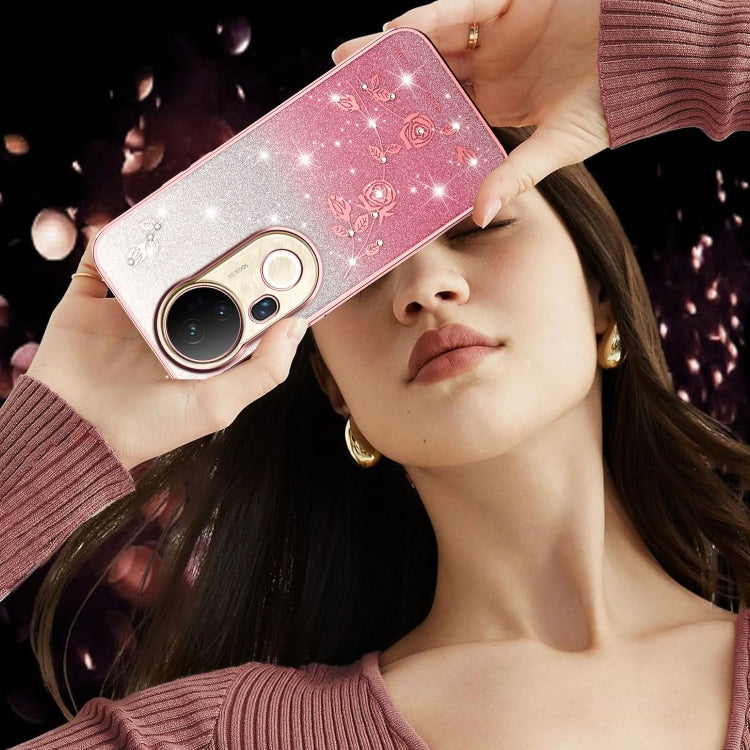 For vivo S20 Pro Gradient Glitter Flower All-inclusive Phone Case