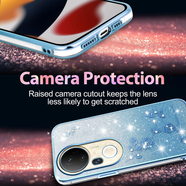For vivo S20 Pro Gradient Glitter Flower All-inclusive Phone Case