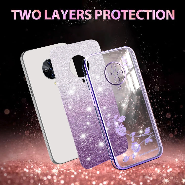 For vivo S6 Gradient Glitter Flower All-inclusive Phone Case