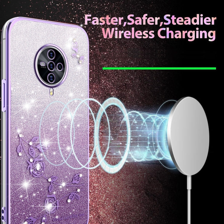 For vivo S6 Gradient Glitter Flower All-inclusive Phone Case
