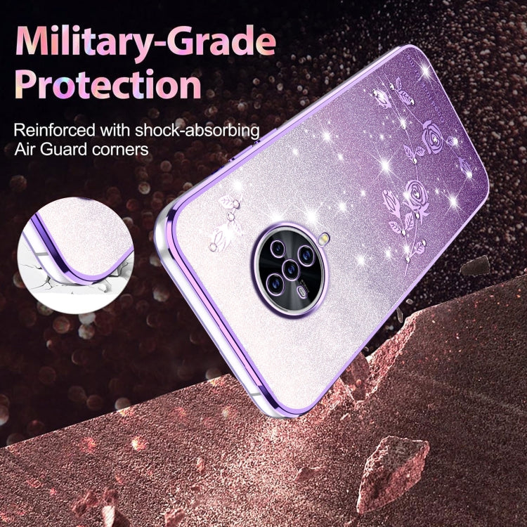 For vivo S6 Gradient Glitter Flower All-inclusive Phone Case