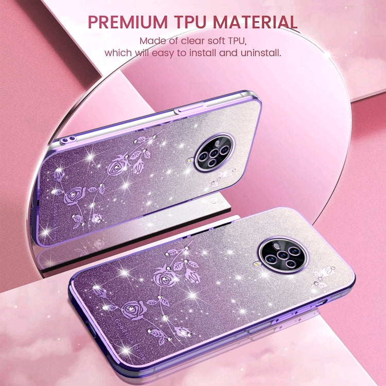 For vivo S6 Gradient Glitter Flower All-inclusive Phone Case