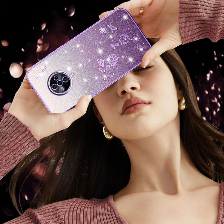 For vivo S6 Gradient Glitter Flower All-inclusive Phone Case