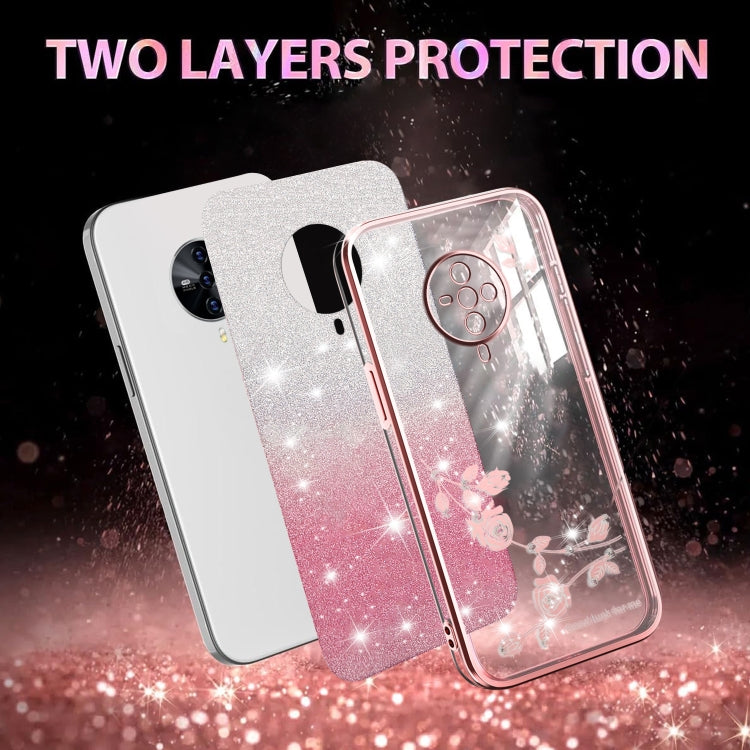 For vivo S6 Gradient Glitter Flower All-inclusive Phone Case