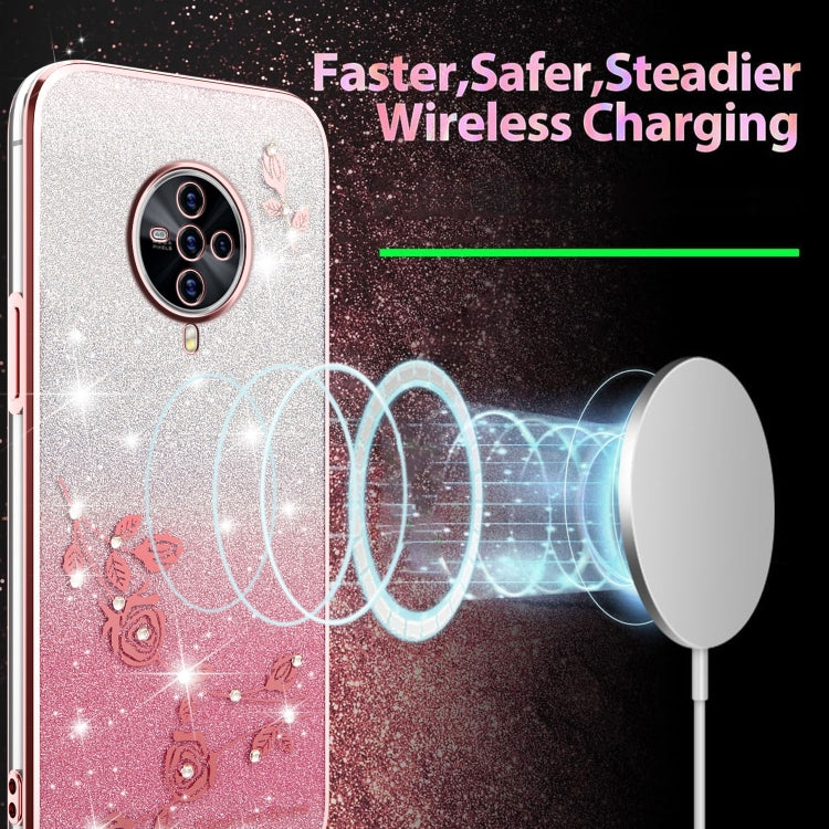 For vivo S6 Gradient Glitter Flower All-inclusive Phone Case