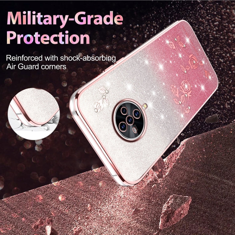 For vivo S6 Gradient Glitter Flower All-inclusive Phone Case