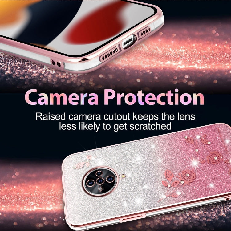 For vivo S6 Gradient Glitter Flower All-inclusive Phone Case