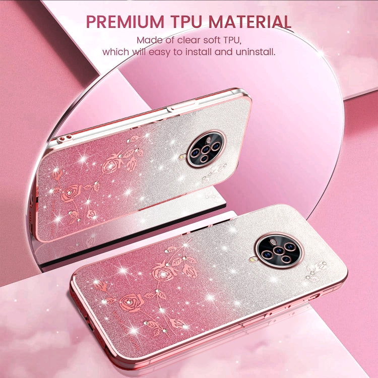 For vivo S6 Gradient Glitter Flower All-inclusive Phone Case