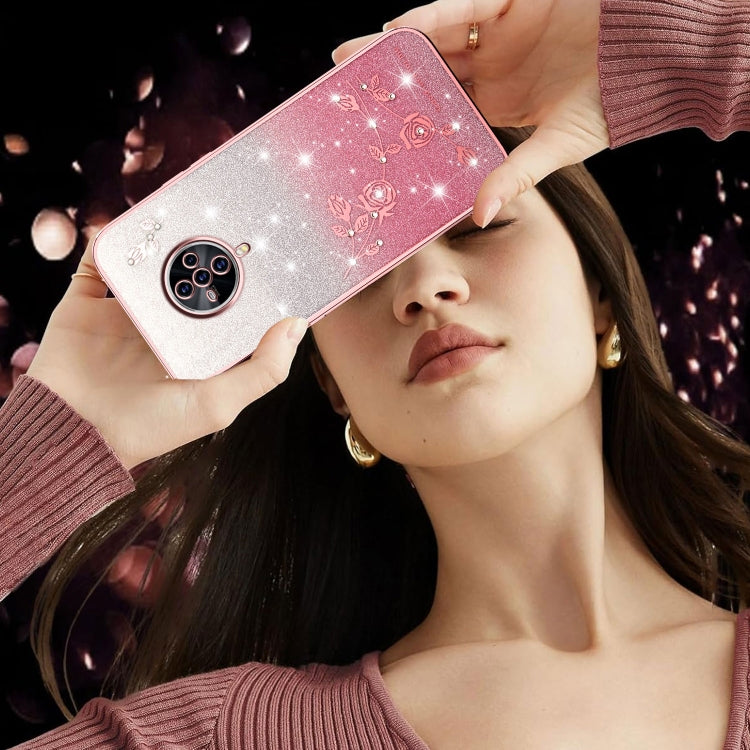 For vivo S6 Gradient Glitter Flower All-inclusive Phone Case