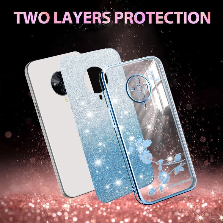 For vivo S6 Gradient Glitter Flower All-inclusive Phone Case