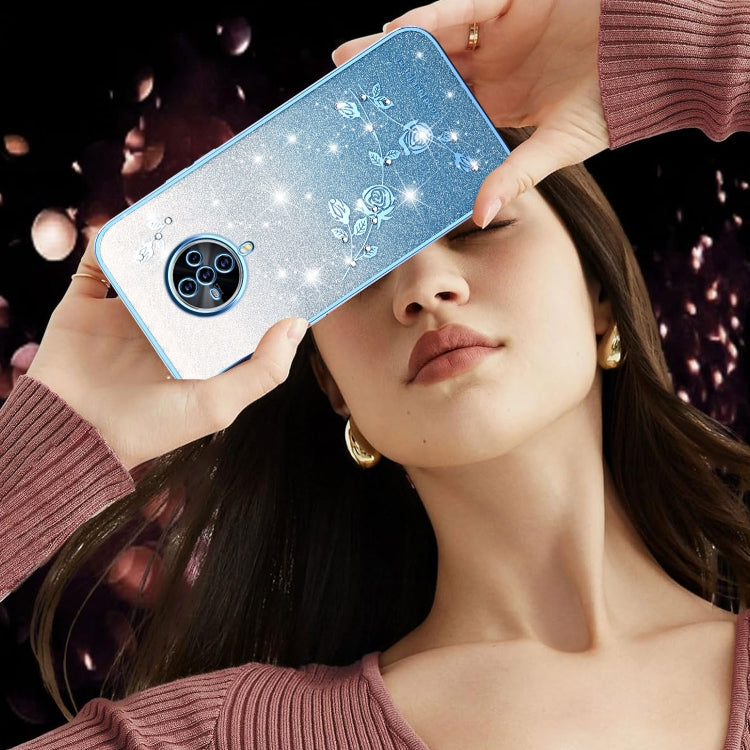 For vivo S6 Gradient Glitter Flower All-inclusive Phone Case