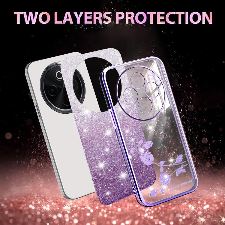 For vivo Y300 Pro Gradient Glitter Flower All-inclusive Phone Case