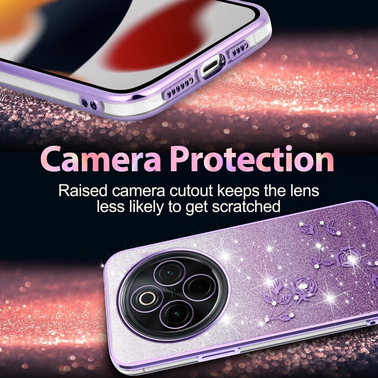 For vivo Y300 Pro Gradient Glitter Flower All-inclusive Phone Case