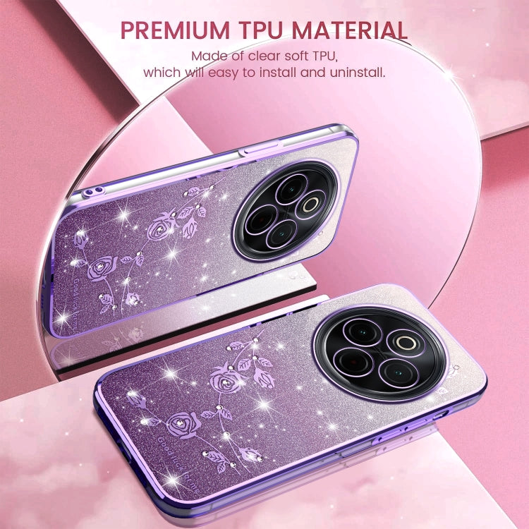 For vivo Y300 Pro Gradient Glitter Flower All-inclusive Phone Case