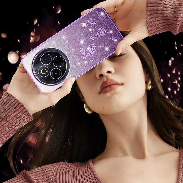 For vivo Y300 Pro Gradient Glitter Flower All-inclusive Phone Case
