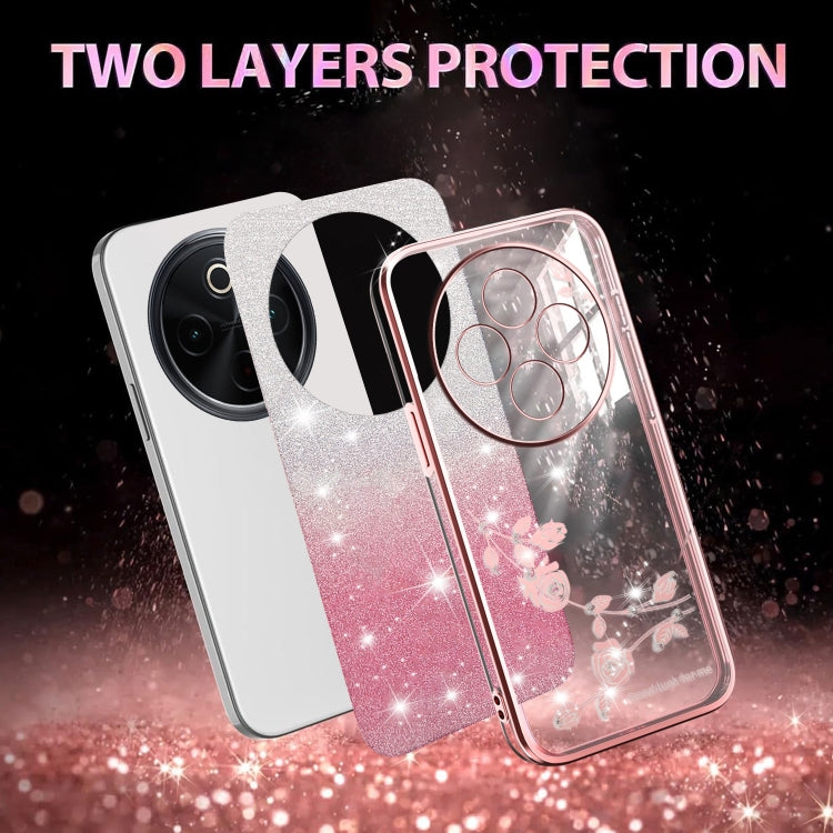 For vivo Y300 Pro Gradient Glitter Flower All-inclusive Phone Case