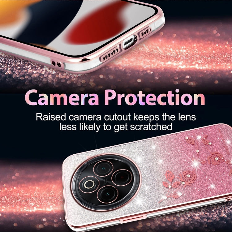 For vivo Y300 Pro Gradient Glitter Flower All-inclusive Phone Case