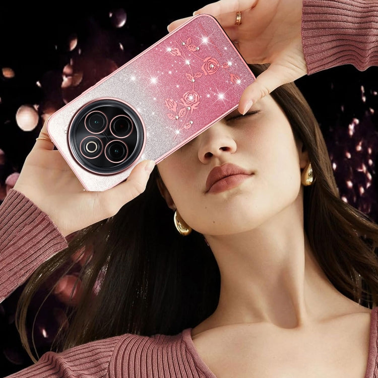 For vivo Y300 Pro Gradient Glitter Flower All-inclusive Phone Case