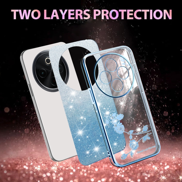 For vivo Y300 Pro Gradient Glitter Flower All-inclusive Phone Case