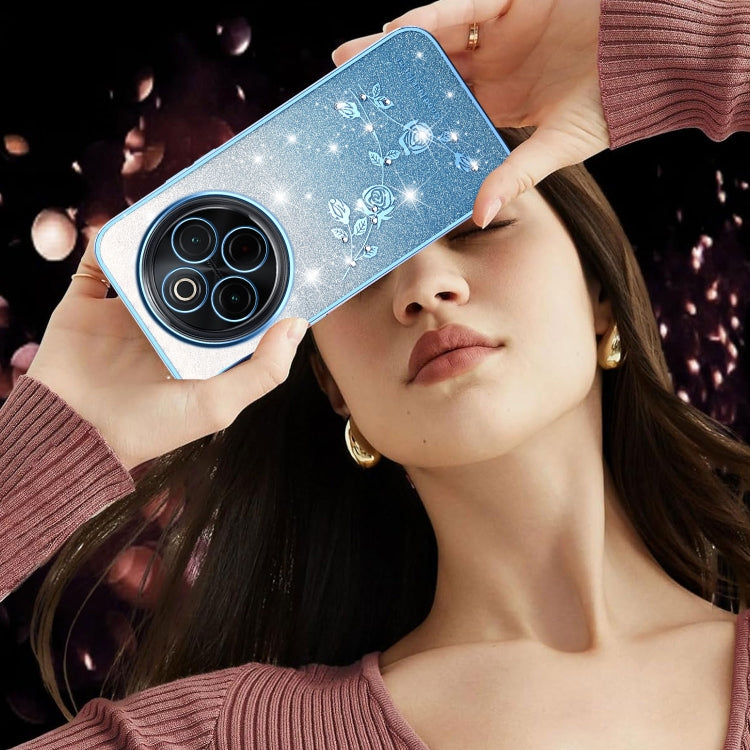 For vivo Y300 Pro Gradient Glitter Flower All-inclusive Phone Case