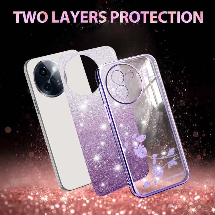 For vivo Y200i Gradient Glitter Flower All-inclusive Phone Case