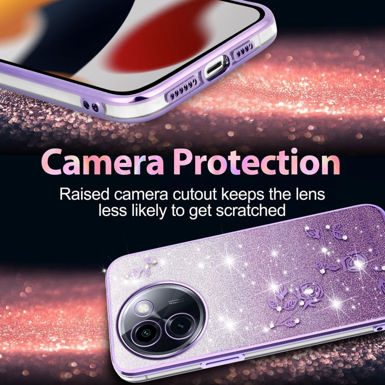 For vivo Y200i Gradient Glitter Flower All-inclusive Phone Case