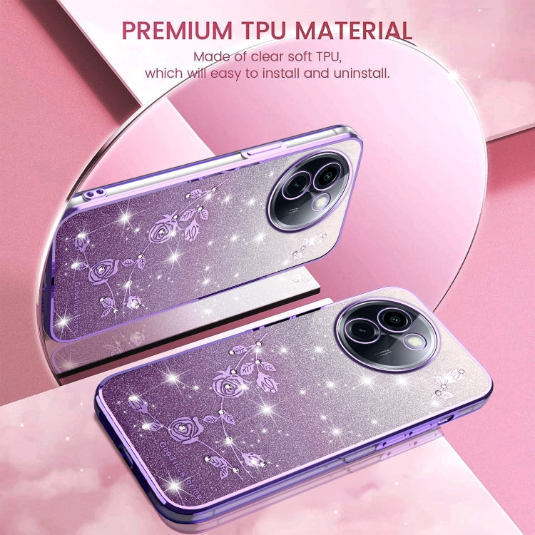 For vivo Y200i Gradient Glitter Flower All-inclusive Phone Case