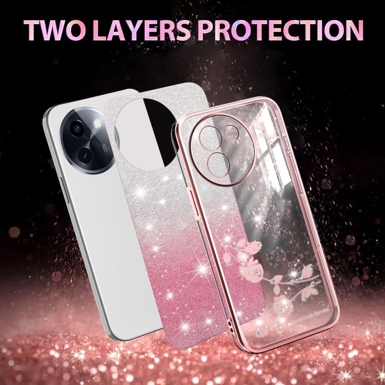 For vivo Y200i Gradient Glitter Flower All-inclusive Phone Case