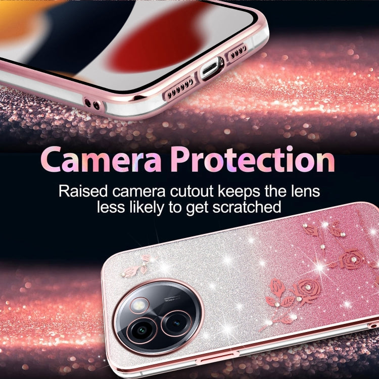 For vivo Y200i Gradient Glitter Flower All-inclusive Phone Case