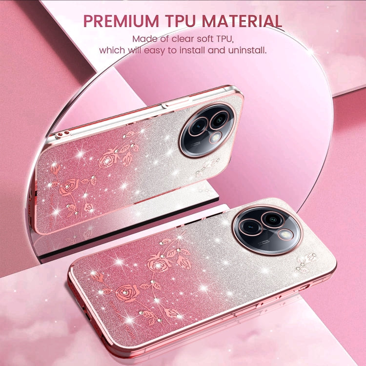 For vivo Y200i Gradient Glitter Flower All-inclusive Phone Case
