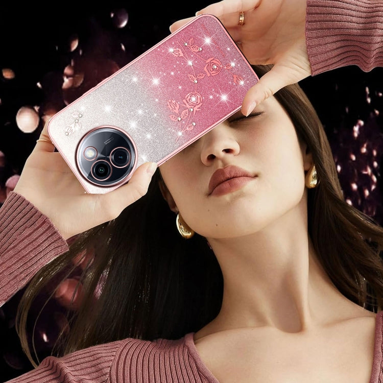 For vivo Y200i Gradient Glitter Flower All-inclusive Phone Case
