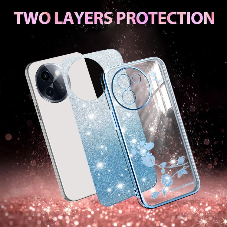 For vivo Y200i Gradient Glitter Flower All-inclusive Phone Case