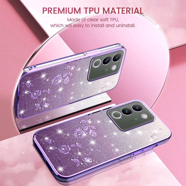 For vivo Y200 Gradient Glitter Flower All-inclusive Phone Case