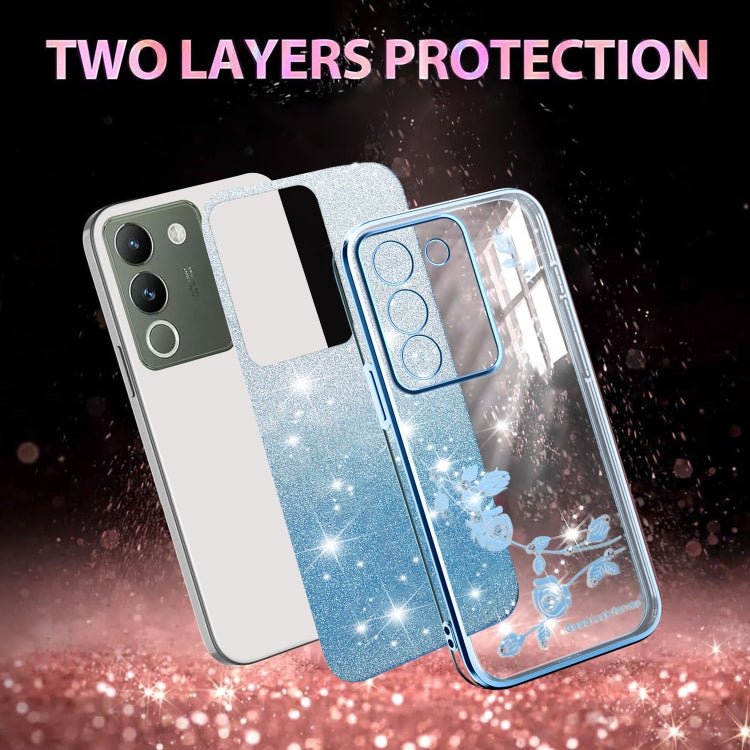 For vivo Y200 Gradient Glitter Flower All-inclusive Phone Case