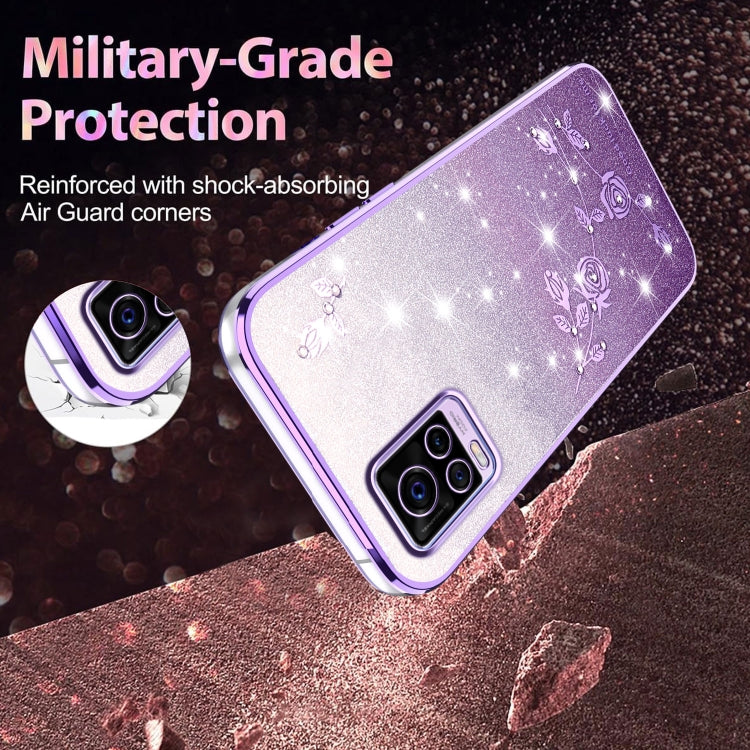 For vivo S7 Gradient Glitter Flower All-inclusive Phone Case