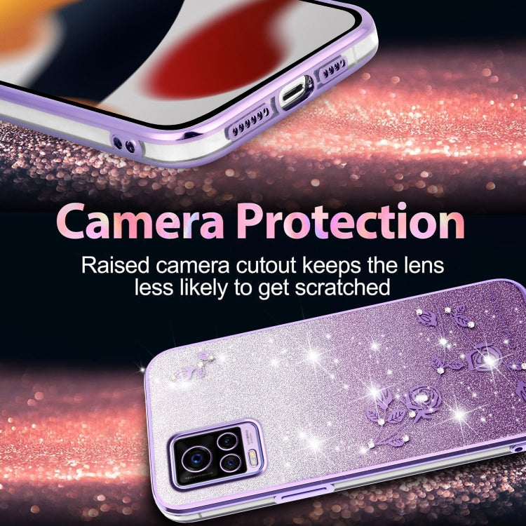 For vivo S7 Gradient Glitter Flower All-inclusive Phone Case
