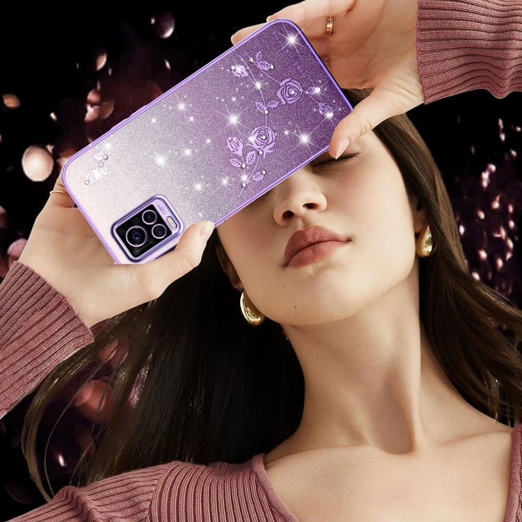 For vivo S7 Gradient Glitter Flower All-inclusive Phone Case