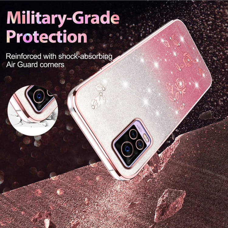 For vivo S7 Gradient Glitter Flower All-inclusive Phone Case