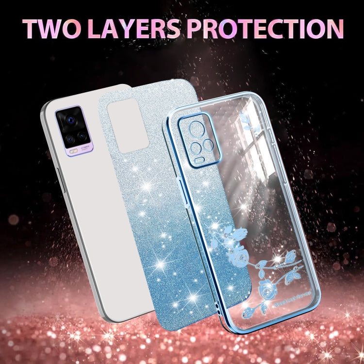 For vivo S7 Gradient Glitter Flower All-inclusive Phone Case