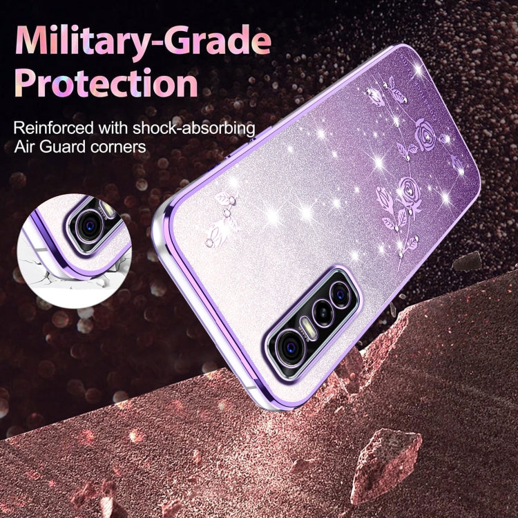 For vivo S7e Gradient Glitter Flower All-inclusive Phone Case