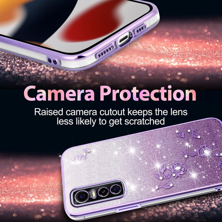For vivo S7e Gradient Glitter Flower All-inclusive Phone Case