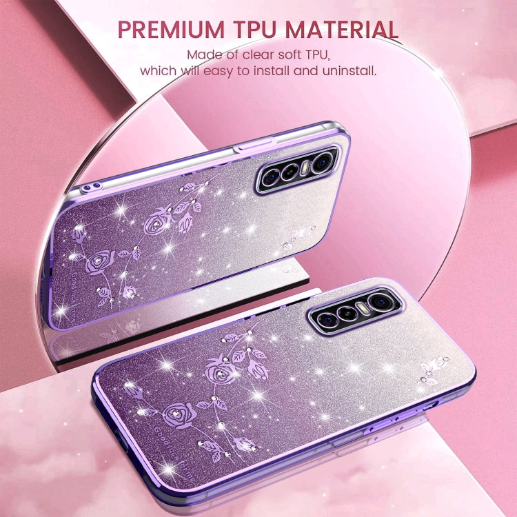 For vivo S7e Gradient Glitter Flower All-inclusive Phone Case