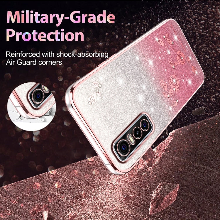 For vivo S7e Gradient Glitter Flower All-inclusive Phone Case