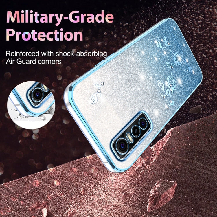 For vivo S7e Gradient Glitter Flower All-inclusive Phone Case