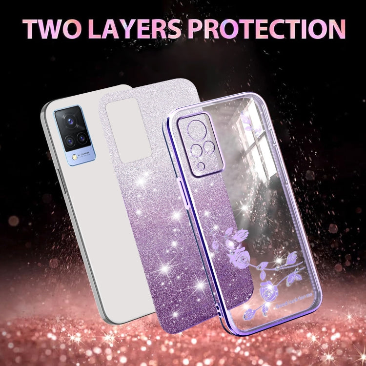 For vivo S9 Gradient Glitter Flower All-inclusive Phone Case